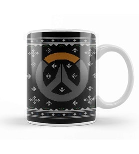 Christmas Overwatch Logo Knit Pattern Kupa Bardak Porselen