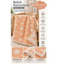 %100 Pamuk Müslin 6 Katlı Bebek & Çocuk Battaniyesi, 100x130cm Desenli Müsl