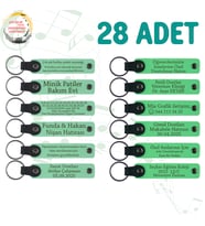 Yeşil & Fıstık Yeşili, Kına Gecesi Törenine Özel Anı, 28’li Set, Mesajlı Deri Hatıra Anahtarlık