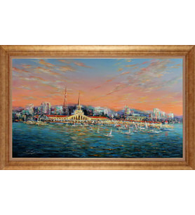 Çerçeveli Paspartulu Manzara Tablo bm1792 (Gold)