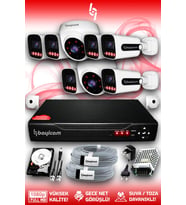 Bayicam 8 Kameralı Zebra 2 İç Kamera Set 1 TB 5 MP Full HD Gece Görüşlü Güvenlik Kamerası Sistemi