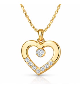 Gümüş Gold Minik Kalpli Tektaş Kadın Kolye
