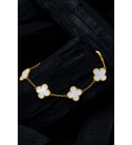 Altın Kaplama Taşlı Royal Pearl Petal Model Erkek Çelik Bileklik