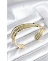 Eğik Şerit Model Gold Renk Pirinç Kadın Bileklik 5886 - LOHO1092-2267