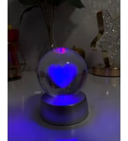 3D Led Işıklı Küre Pilli Kalpli