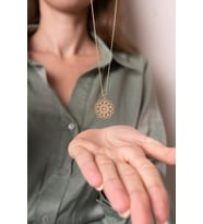 Yaşam Çiçeği Zirkon Taşlı 14K Rose Gold Kaplama Kadın Kolye (Beyaz)
