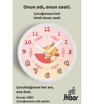 İsme Özel Sevimli Tilki Çocuk Odası Duvar Saati Orta Boy 30 cm Beyaz Camlı Sessiz