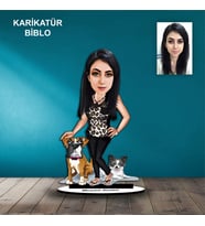 KİŞİYE ÖZEL KADIN HAYVANSEVER TASARIMLI KARİKATÜR BİBLO B76