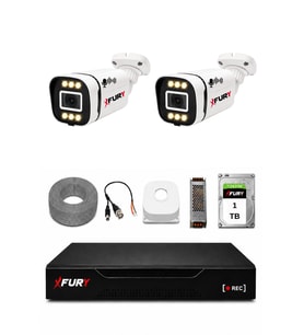 FURY 2 Kameralı 1080P Sesli 6 Warm LED Renkli Gece Görüşlü Güvenlik Kamera Sistemi 1TB 1606