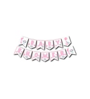 Zikzak Banner Baby Shower Pembe Fil (Çok Renkli)