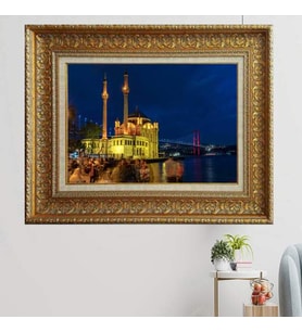 Gold Altın Kalın Çerçeveli Paspartulu Tablo vvb883