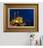 Gold Altın Kalın Çerçeveli Paspartulu Tablo vvb883