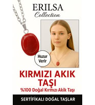Sertifikalı Oval Bayrak Kırmızı Akik Taşı Kolye – Güç, Koruma ve Vatan Ruhu Taşı (Çok Renkli)