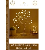 #LedIşık Modern İnci Detaylı Işıklı Ağaç 36 Ledli USB Pilli Ambiyans Aydınlatma Dekoratif Masa Üstü