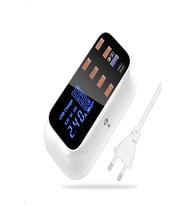 DooLike 8 Port USB Hızlı Şarj İstasyonu QC 3.0 + Type-C Amper LED Göstergeli Akım Koruma 1.5m Kablo Beyaz