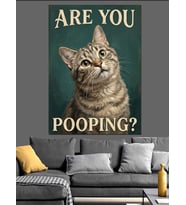 Are You Pooping Kedi Dekoratif Kanvas - Mdf Ahşap Tablo