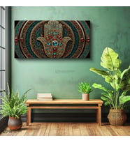 Yatay Panoramik Kanvas Tablo Hamse Eli Motif Dinsel Tablo Ev Ofis Duvar Dekoru