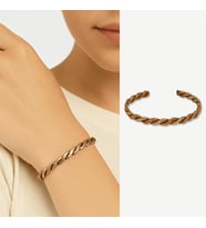 Kadın Bakır Pirinç Bileklik - Taşlamalı Burma Model - Otantik Tasarım - Ayarlanabilir Yapı