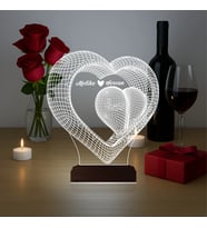 Luvivia Kalp Sevgiliye Hediye Kişiye Özel 3D Lamba - Masa Gece Lambası