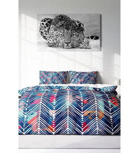 Çift Kişilik ( Lastikli Çarşaflı ) %100 Pamuk Saten Nevresim Takımı Blue Pattern