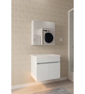 Tokyo 65cm Seramik Lavabolu MDF Aynalı Banyo Dolabı