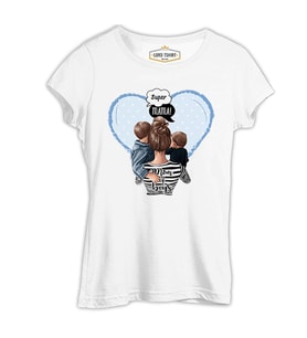 Mom of Boys Anneler Günü Beyaz Kadın Tshirt