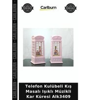 Özel Üretim Dekoratif Hediye Yılbaşı Telefon Kulübeli Kış Masalı Işıklı Müzikli Kar Küresi Alk3409
