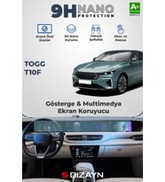 S-Dizayn Togg T10F 9H Nano Gösterge & Multimedya Ekran Koruyucu 2'Li Set (PARLAK) 2025 Üzeri A+ Kalite
