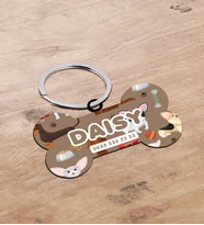 BK Gift Evcil Dostlara Özel İsimli Kemik Şeklinde Ahşap Pet Tasma Künyesi - Model 4