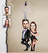 Kişiye Özel Sevgili Karikatürlü Ahşap Anahtarlık  Model 12-Eco