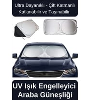 Ultra Dayanıklı Katlanabilir ve Taşınabilir UV Işık Engelleyici Çift Katmanlı Ön Cam Araba Güneşliği