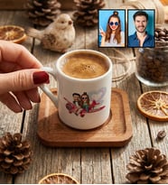 Kişiye Özel Karikatürlü Uçuyorum Aşkından Sevgiliye Hediye Türk Kahvesi Fincanı Sevgililer Günü Hediyesi