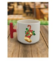 En Güzel Hediye Kırmızı T Kulp Yeni Yıl Noel Çanları Çoraplı Tasarımlı Çay Fincan Modelleri