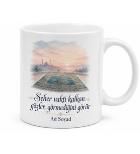 Sabah Namazı Kupası Seccade Başında Sıcak Su Bardağı Dini Hediye