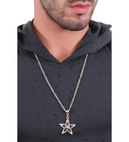 Erkek Antik Gümüş Kaplama Pentagram Kolye