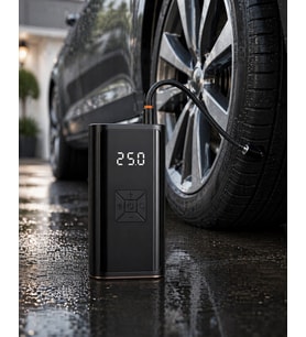 Kablosuz Lastik Şişirme Kompresörü Dijital Ekranlı Powerbank Özellikli Hava Pompası