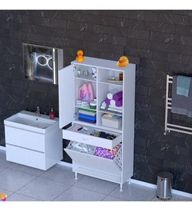 Modilayn AFRA 70x173x32,5cm 1 Çekmece, 2 Göz Sepet, 1 Kapak, 6 Raf Dar Alan Banyo Dolabı