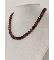 Dumanlı Kuvars Taşı Faset Kesim Kolye 8mm (Sabit Klipsli)