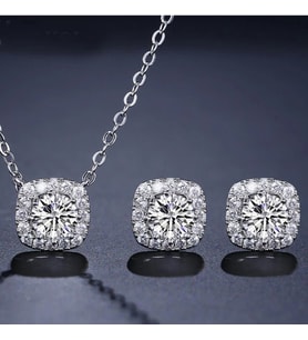Monemel Swarovski Taşlı Kolye ve Kupe Set Sevgililer Günü Hediyesi, Yeni Yıl Hediyesi - Yılbaşı Hediyesi