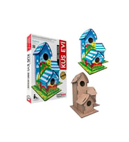 MAKET BOYANABİLİR KUŞ EVİ BOYAMA MAKETİ NATUREL AHŞAP BOYAMA BIRD HOUSE 6 RENK AKRİLİK BOYA FIRÇA