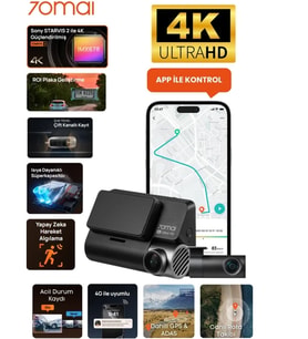 70MAI A810S Ön Kamera + RC24 Arka Kamera 4K Ultra HD Geniş Açı ile Yüksek Çözünürlük