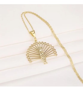 Özel Tasarım Origami Tavus Kuşu Kolye 925K Gümüş (Gold)