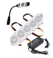 20 Adet 12 Volt 1.5 Watt Tek Lensli Rgb 3030 Led Modül Bluetooth Kumanda 5A Plastik Adaptör Set