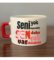 Seni Yok Sayacaklar Baskılı Kadınlar Günü Kırmızı Kulplu C Fincan