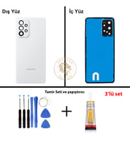Samsung A33 Beyaz Arka Pil Kapağı Batarya Kapağı Lazer Kesim + Yapıştırıcı ve Vida Seti