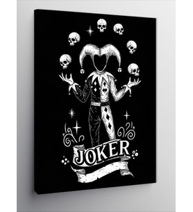 Kanvas Tablo Kafatası Joker Çizimi