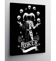 Kanvas Tablo Kafatası Joker Çizimi
