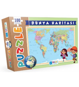 Blue Focus Dünya Haritası - Puzzle 100 Parça
