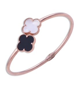 925 Ayar Gümüş Kelepçeli Kadın Bileklik Yonca Model Rose Gold 9 gr