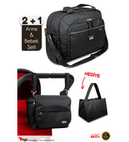 Stylo X Pro Stroller Bebek Arabası Çantası+Urban Anne Bebek Bakım Omuz Çantası Termos Çanta Hediyeli (Siyah)